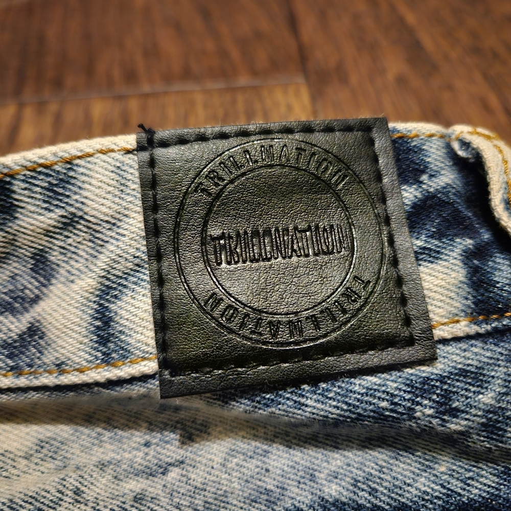 Trill Nation Skinny Jeans Ribbed Acid Wash Zipper Swag Men's Size 34W See Pics. - Picture 4 of 14